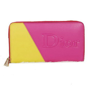 dior zippy wallet calfskin 118 rosered&yellow